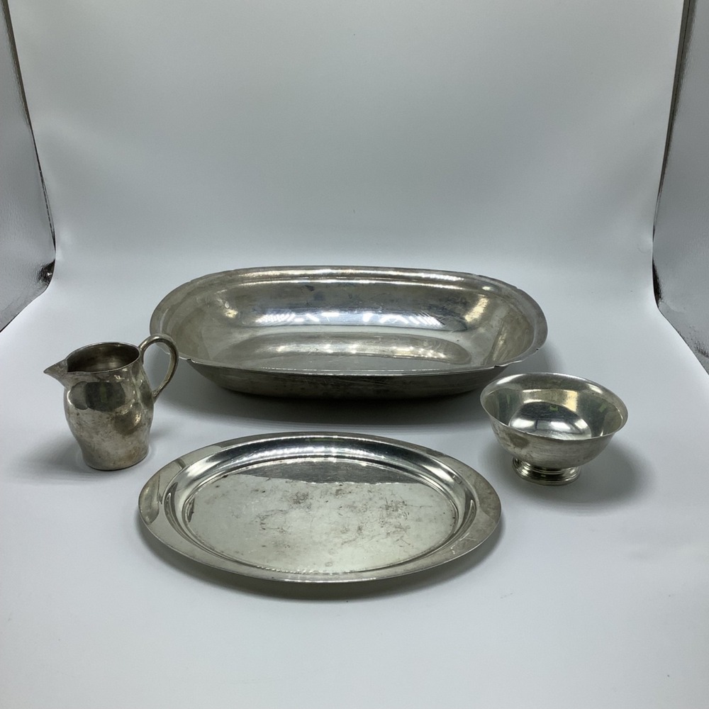 Reed & Barton Paul Revere Mayflower Dish,‎ Plate, Miniature Bowl & Pitcher 4 Pc